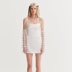 For Love & Lemons Ambre Mini Dress W/ Gloves Size M / White